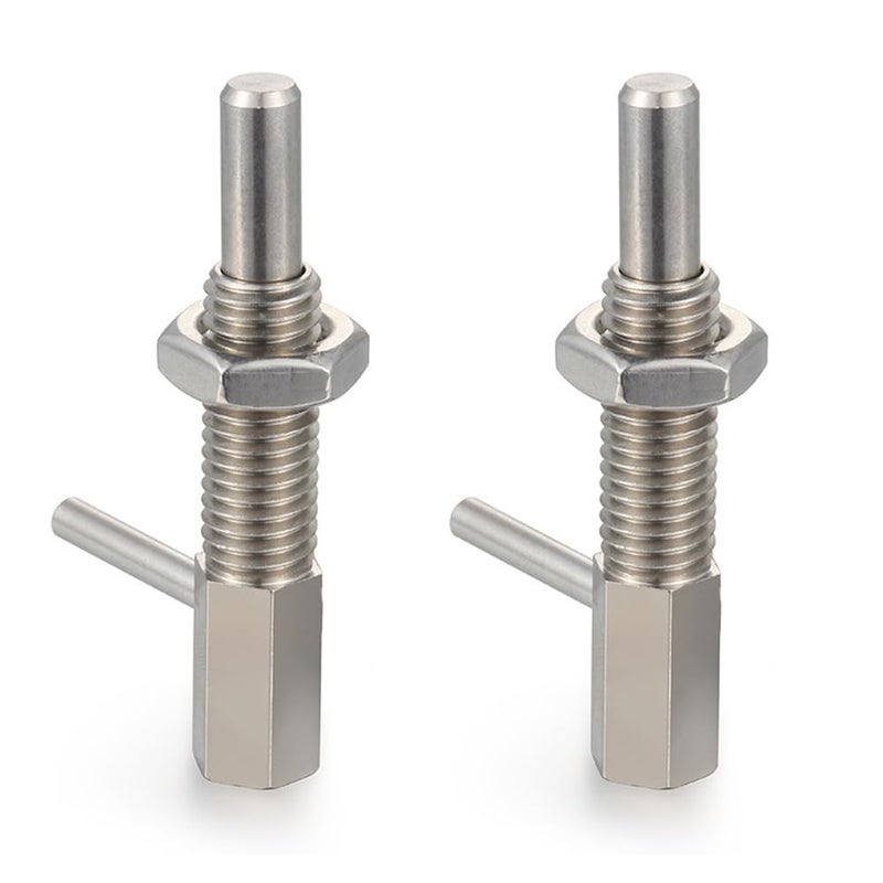 Nscdiew 2Pcs Retractable Indexing Plunger Pin, M8, Stainless Steel, Silver - Image 1